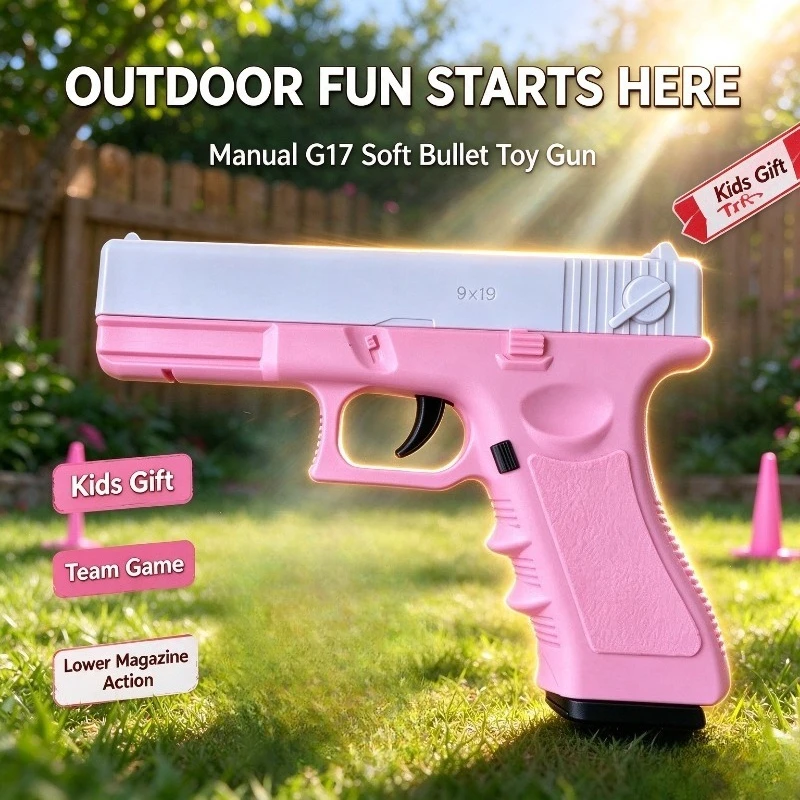 Laser Accessory Fitted G17 Style Manual Foam Dart Blaster Lower Mag For Backyard Multiplayer Shooting Party Game