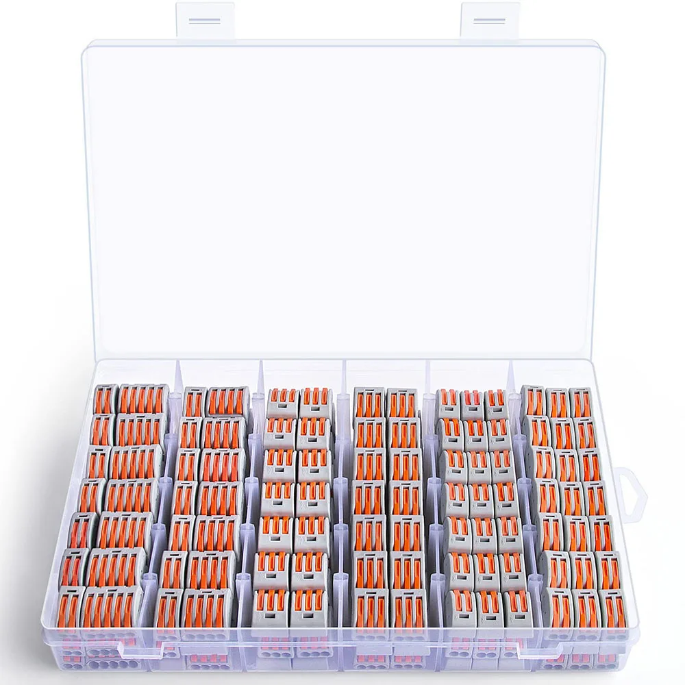 188Pcs PCT Lever Wire Connectors Kit, 2-5 Port Quick Press Cable Junction Terminals with Storage Box