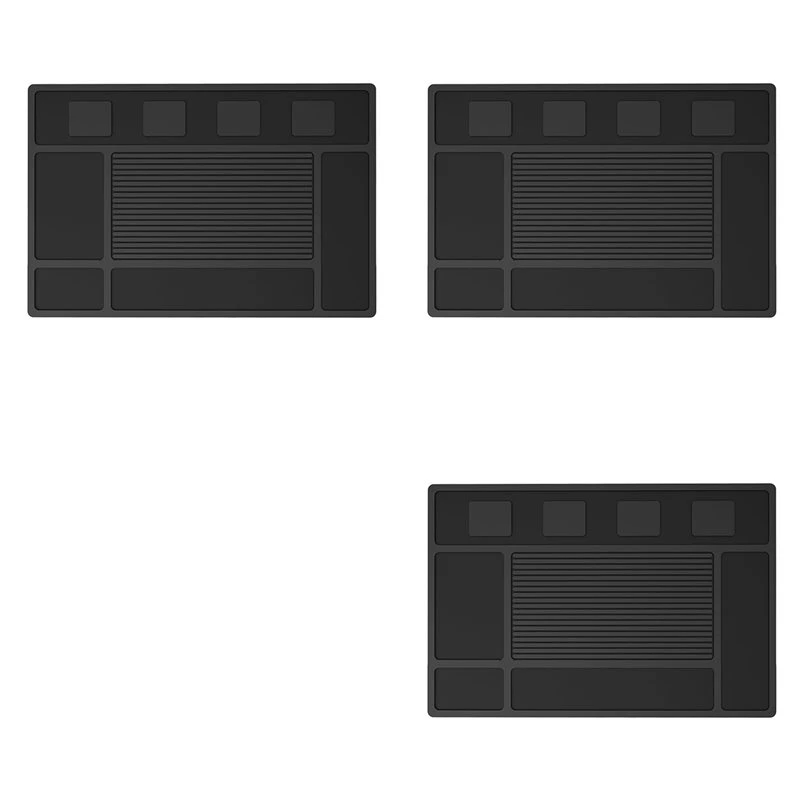 【A26P】3X Magnetic Barber Mat For Clippers,Station Barber Tool Organizer Mat For Salon Barber Shop Beauty Tool With 4 Slots