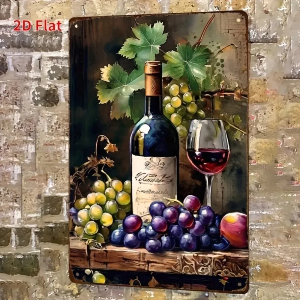 1PC Grape & Wine Bottle Wall Decor - Wine-Themed Artwork | Ideal for Home/Kitchen/Restaurant/Office/Garden