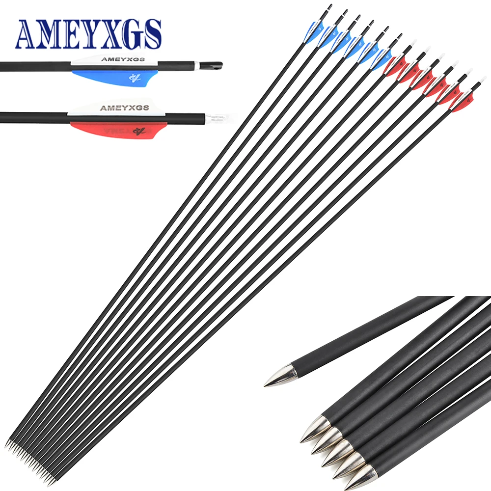

12/24pcs Mixed Carbon Arrow Spine 1000 2'' Rubber Shield Vanes ID 6.0mm ID 4.2mm for Compound/Recurve Bow Archery Shooting Sport