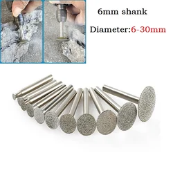 Diamond Grinding Bit Head Carving Grinding Mounted Points Bit 6mm Shank For Stone Jade Carving Polishing Engraving Tools