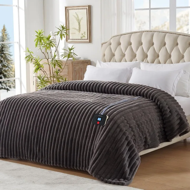 Electric Blanket Heated Throw, Super Cozy Luxury Faux Fur & Sherpa with 6 Heating Levels & 2-10 Hours Auto Off