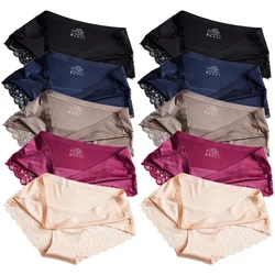 Women's Panties Exquisite Lace Underwear Sexy Lingerie Big Size Sweet Silk Satin Briefs Soft Cozy Underpants 10 PCS/Set