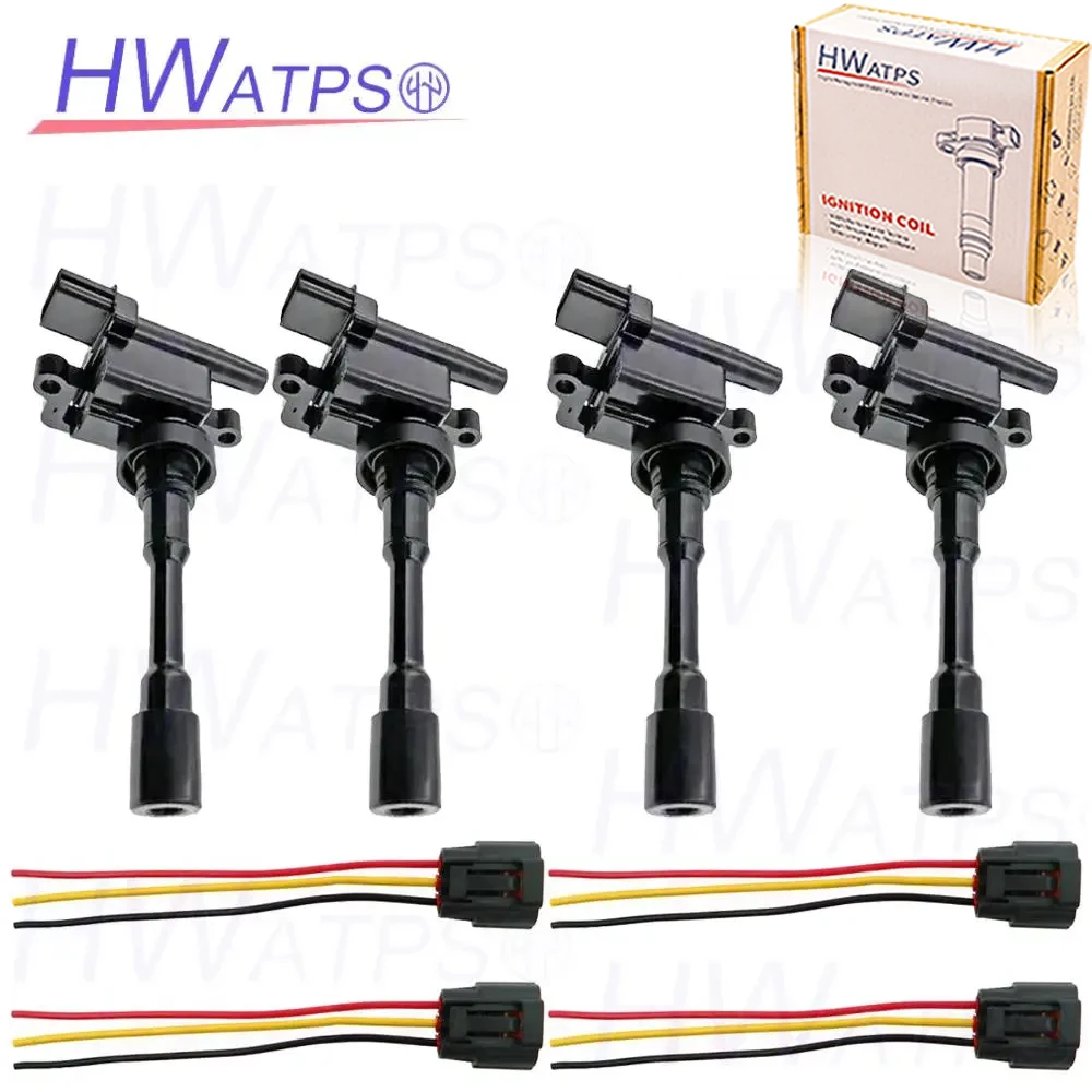 4pcs MD361710 Ignition Coil & Plug Fits Mitsubishi Space Star Lancer 1.6L Mirage V 1.3 4Cyl 1.3L 1.6L 1.8L 2.0L 099700048