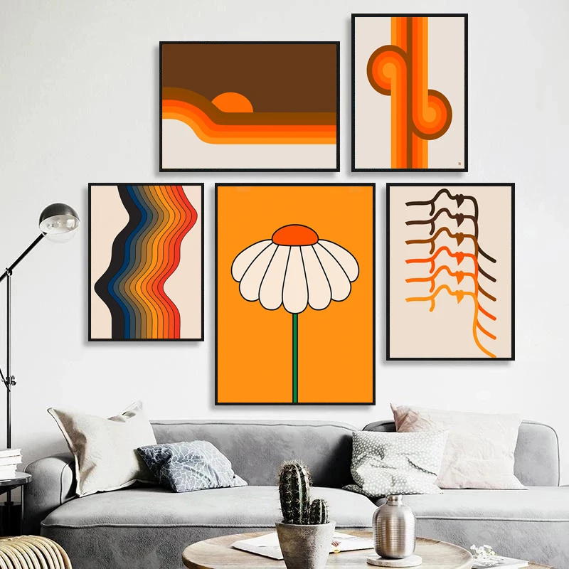 Gold Knot Sunset High Tide and Low Stripe Art Canvas Painting 70s Retro Poster Wall Picture Feminist Portrait Prints Home Decor - Image 2