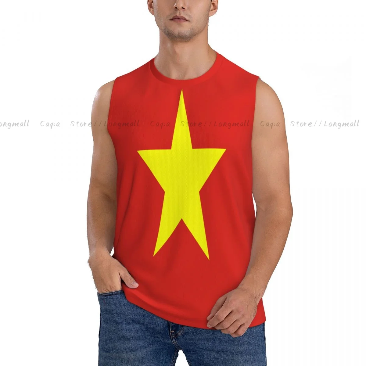 

Мужская майка без рукавов, майка для тренировок в тренажерном зале, жилет с флагом Вьетнама, дышащая летняя тренировочная рубашка