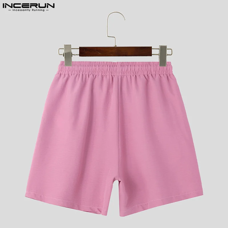 INCERUN 2024 pantaloncini coreani estivi da uomo pantaloncini solidi pantaloni con coulisse abbigliamento Casual da uomo pantaloni da spiaggia