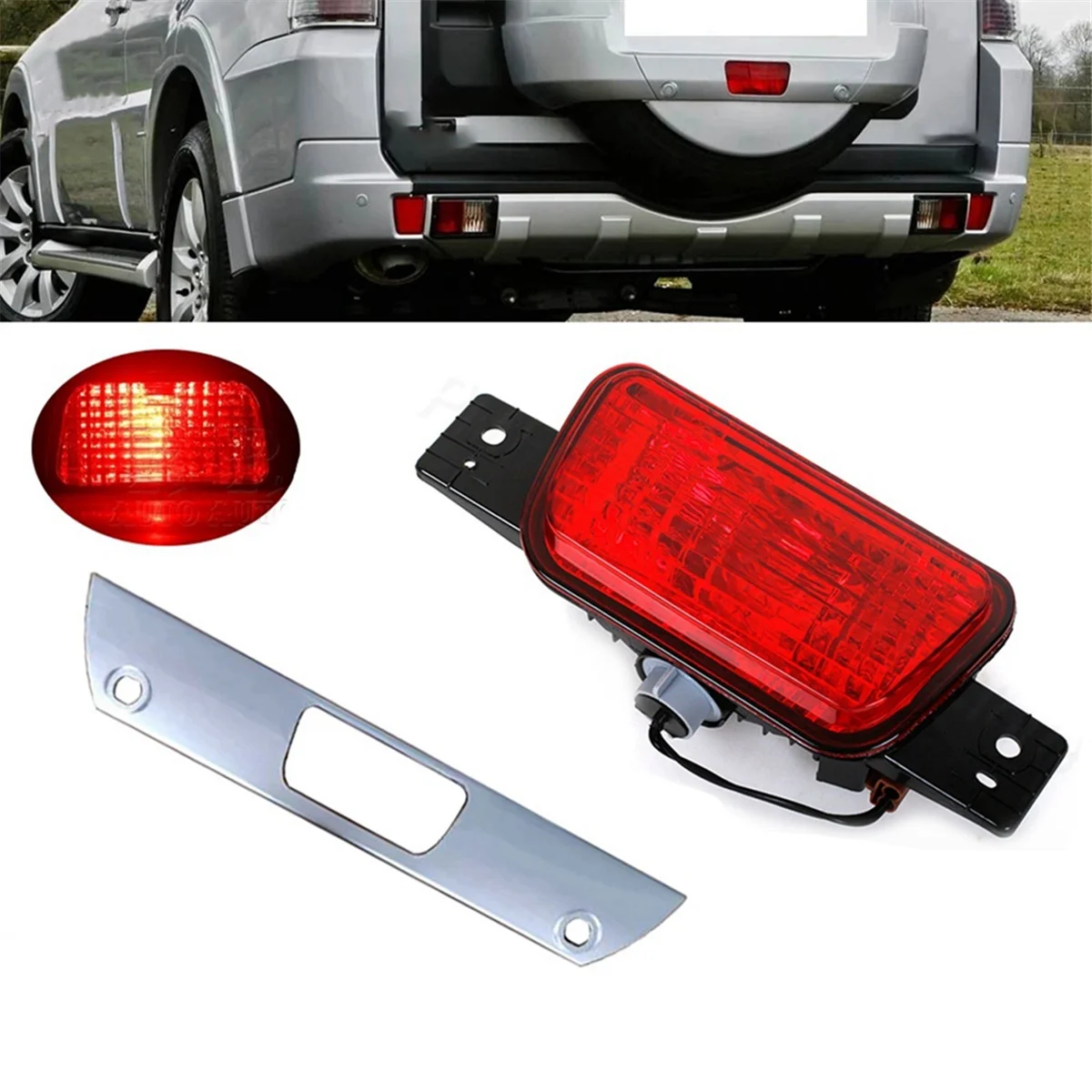 Car Rear Fog Light Spare Tire Plate Brake Light Cover for Mitsubishi Pajero V93 V95 V87 V98 V97 2007-2015 6430A133YB