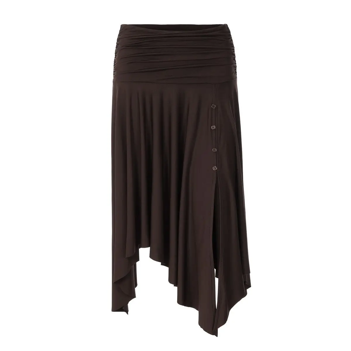 High Waist Button Split Irregular Slim Skirt Long Skirt