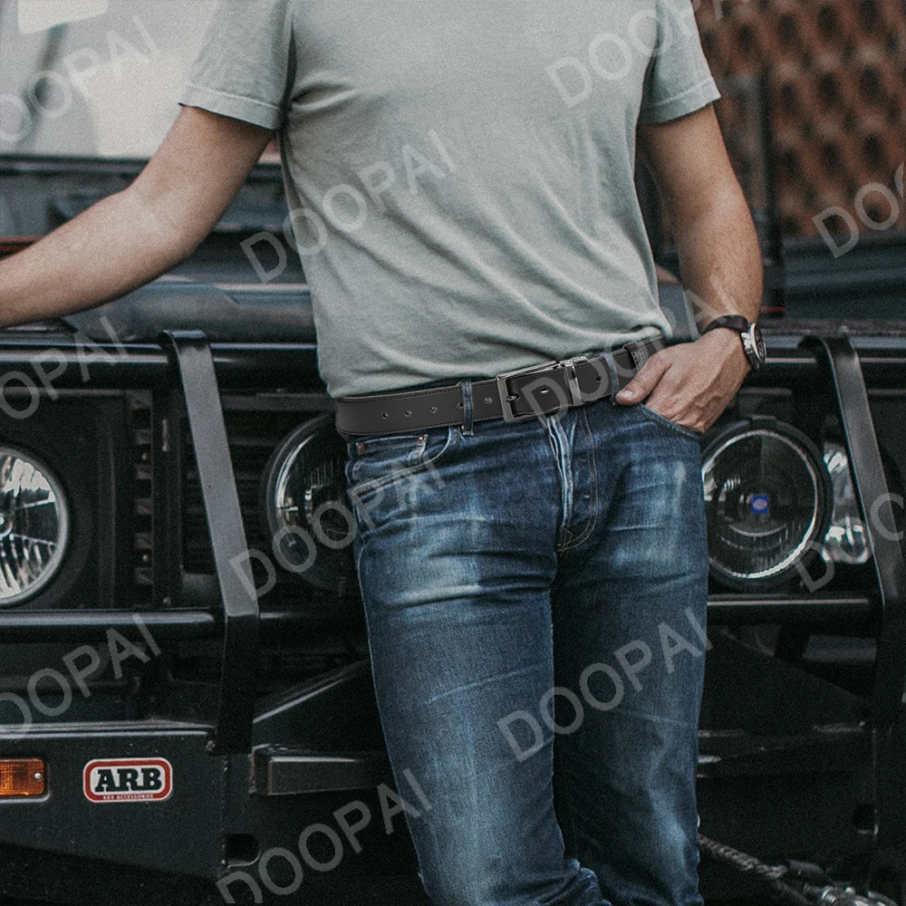 Adjustable Metal Rotating Buckle Needle Two-layer Cowhide Men's High-quality Business Belt with Optional Colors