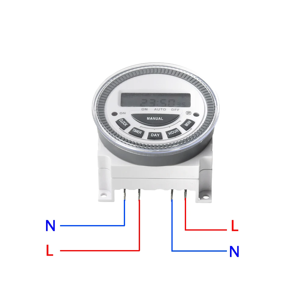 Relé de tempo de intervalo de 1 segundo 220V 12V Interruptor temporizador digital programável com tampa 10A ON/OFF removível Fornecimento doméstico