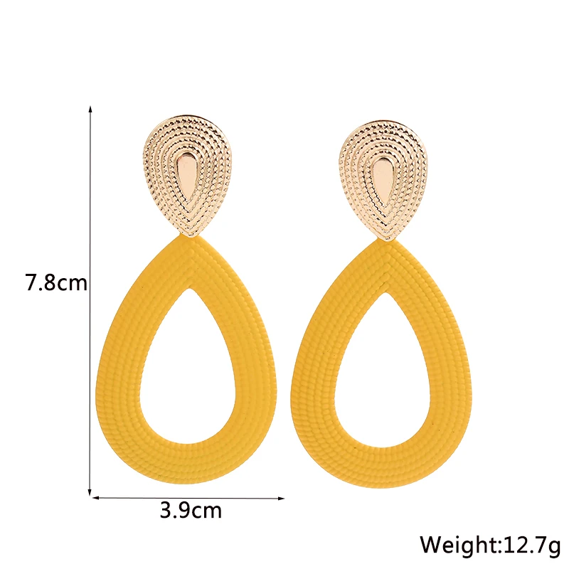 European Big Water Drop Earrings for Women Colorful Hyperbole Female Earrings Gold Color Top Ethnic Wedding Ear Jewelry bijoux