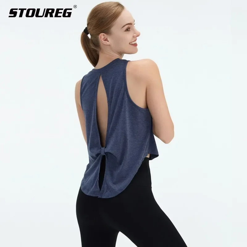 

STOUREG New Women's Hollowed Out Dovetail Tank Top Yoga Wear, Outdoor Running Sports Fitness Tank Tops,Gym Shirt