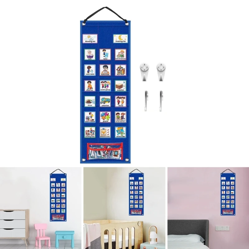 Gráfico de rotina diária para crianças, placa de programação visual, ferramenta de auxílio à aprendizagem com 70 cartões de para