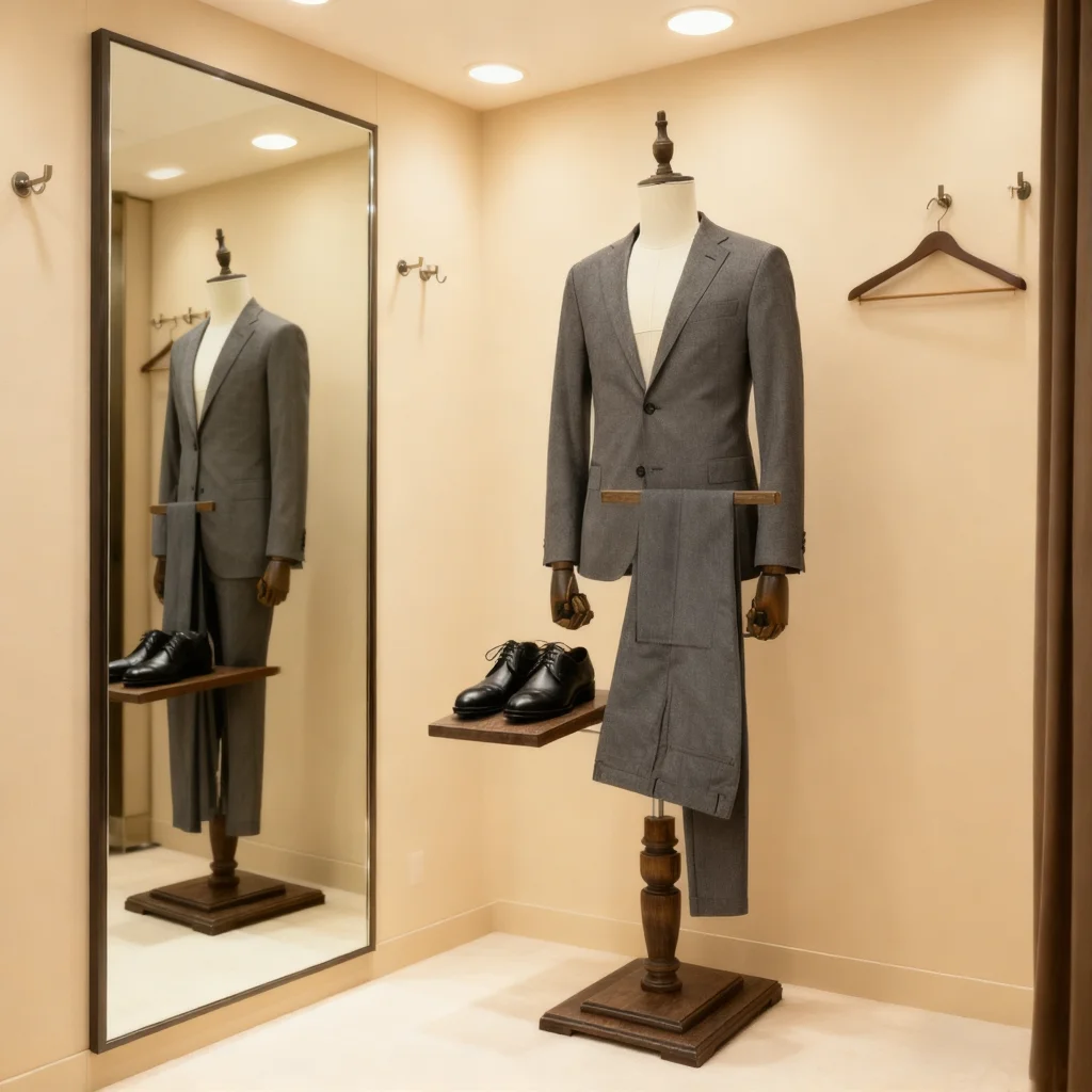 

Clothing Display Stand Male Mannequin Torso Adjustable Height with Stand Wood Arm Shoe Rack Men's Suit Display Market Shop