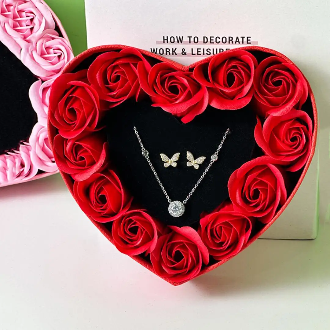 1 caja de regalo de amor de rosa roja, adecuada para aniversario de boda, día de San Valentín, Navidad, día de la madre (excluyendo accesorios)
