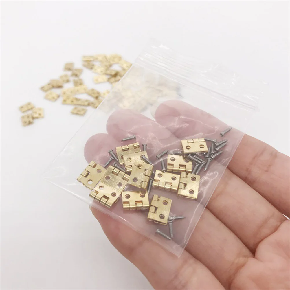 

12Pcs Miniature Hinges Alloy Lightweight Mini Hinge Furniture Fittings for Mini Collection Decorations Minihouse Hinge