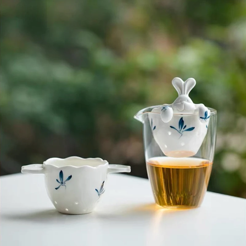 

Керамический креативный ручная роспись бабочка кролик фильтр чашка для приготовления чая фильтр от утечки чая инструменты для разделения воды аксессуары для дома
