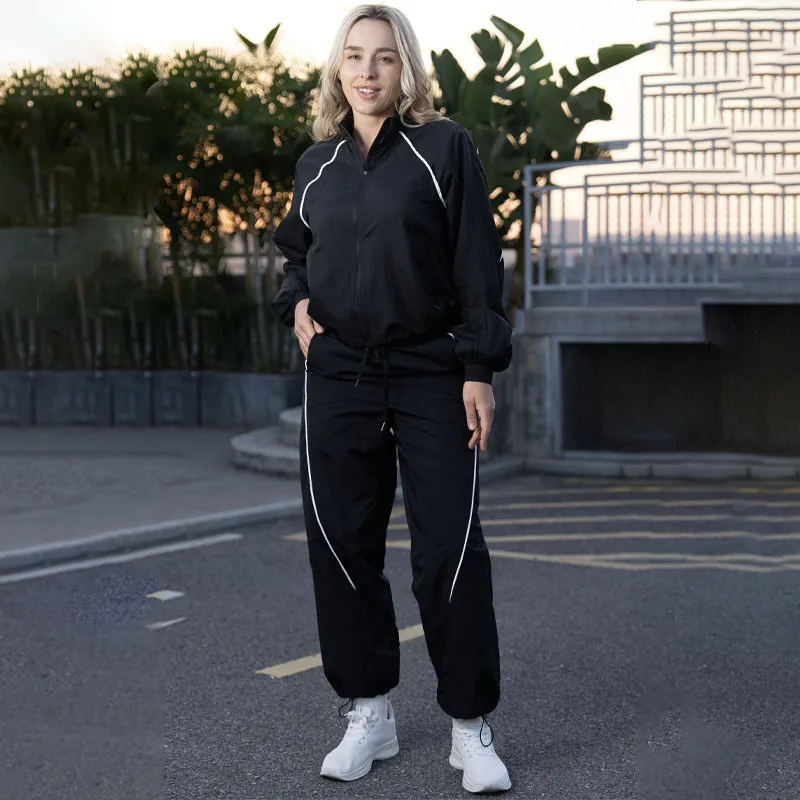 

Quick-drying long-sleeved two-piece casual golf, tennis, running, fitness, cross-border and outdoor long pants sportswear set