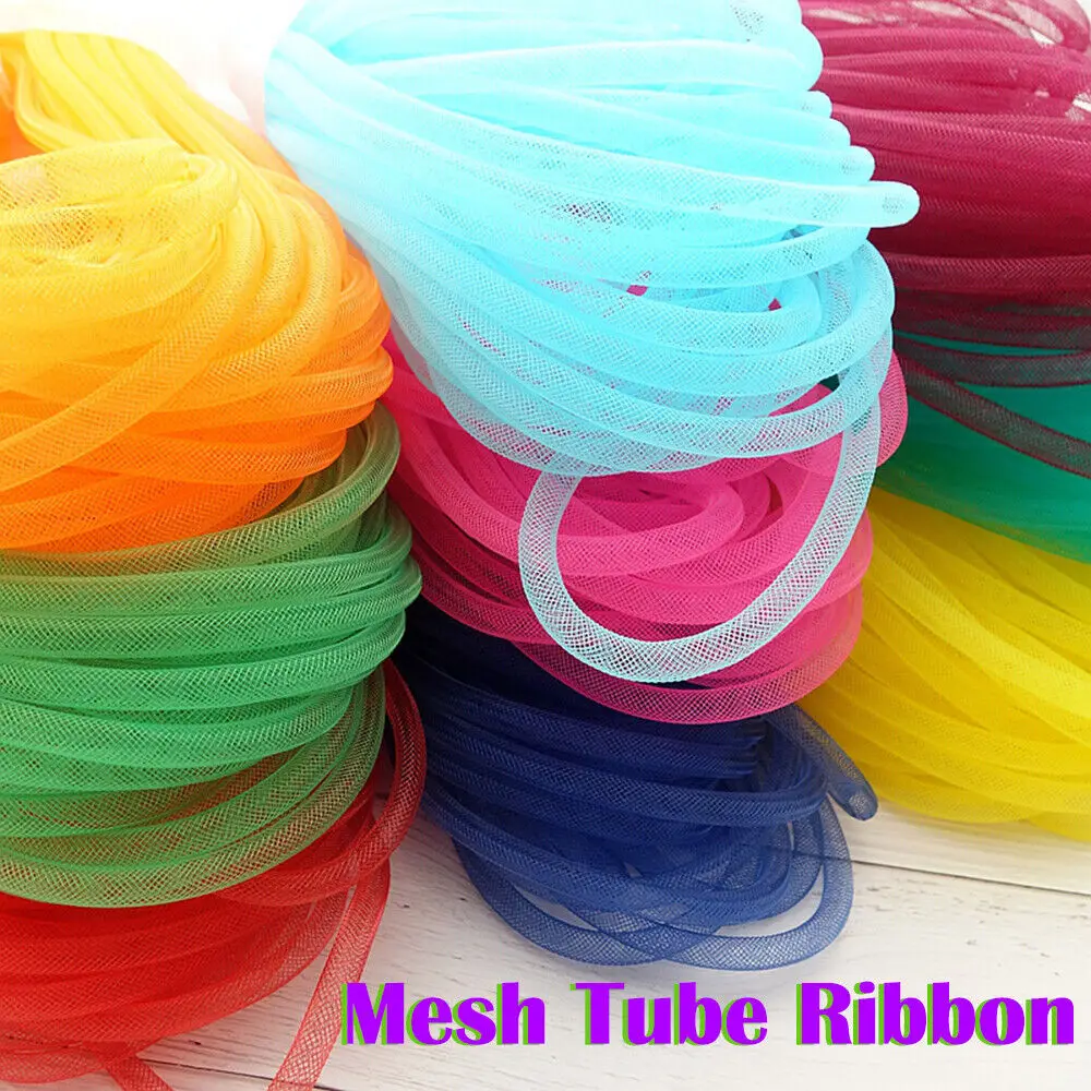 10M Mesh Tube Ribbon Tubing Hair Design Christmas Holiday Wreath Crafts Tubular Horsehair Crinoline Tube Crin net  accessories