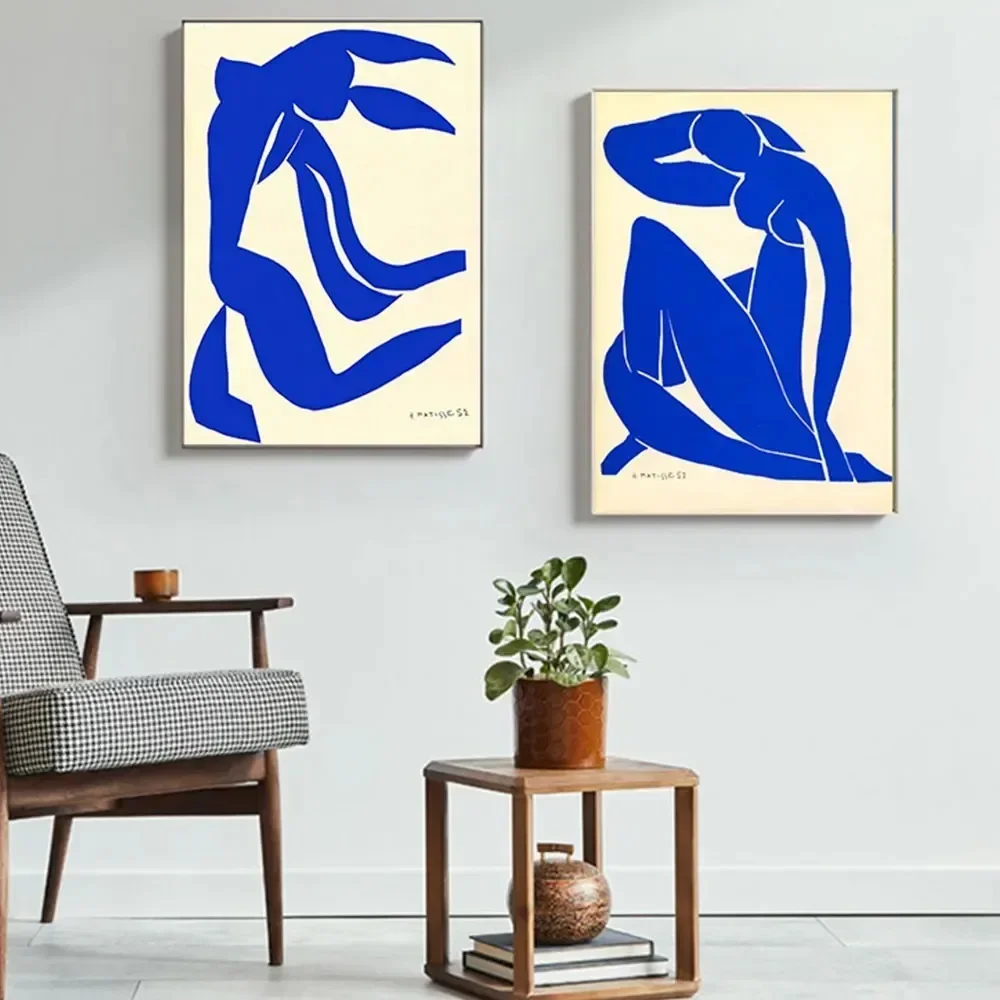 Affiches célèbres abstraites de fille nue bleue Matisse, peinture sur toile d'art mural, images imprimées, décoration intérieure de salon et de maison
