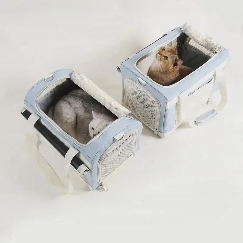 Pets Double Trolley Box Bag Out Portable Breathable Cart Large Space Universal Wheel Shock Absorption Pet Products
