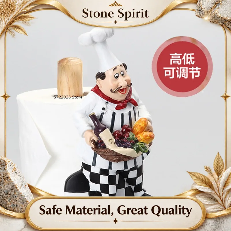 Bathroom Free Punch Paper Holder Creative Chef Character Household Vertical Paper Holder Kitchen Restaurant Paper Towel Holder