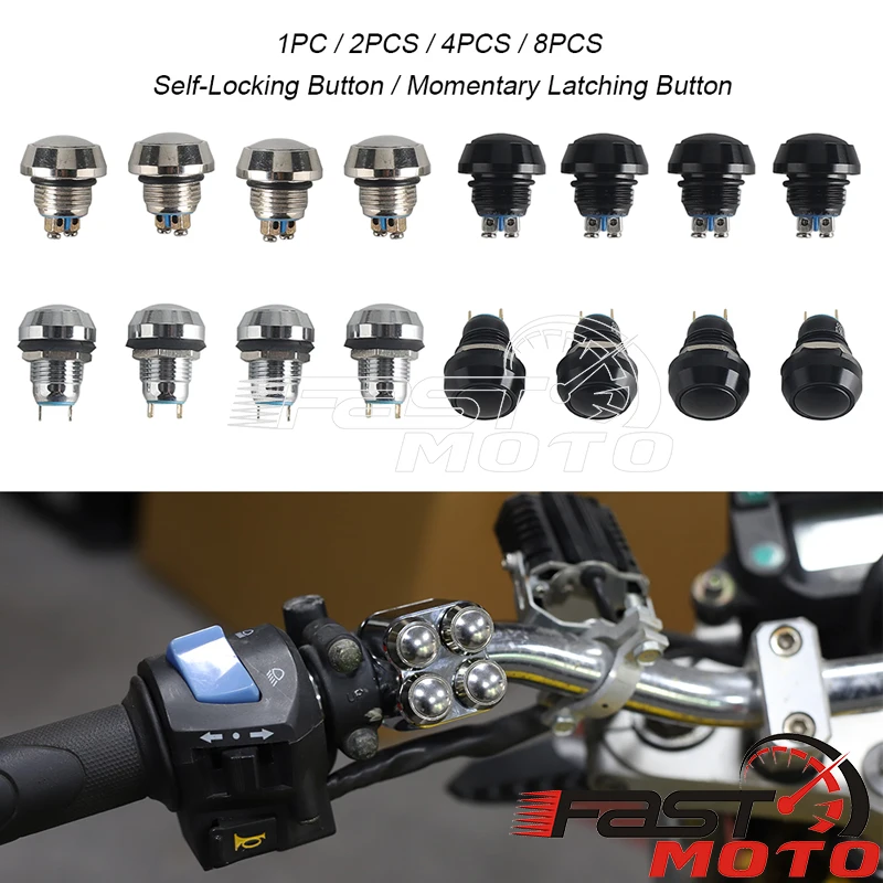 Switch Horn Light Turn Signal Start Switch For Harley Sportster XL Touring Push Button ON OFF Momentary Switch 12mm Power Reset