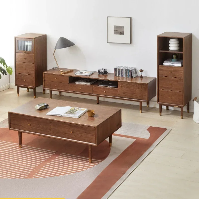 

Шкаф для телевизора из массива дерева, светлый светильник для гостиной, роскошный настенный шкаф из черного ореха, простой напольный шкаф для маленькой квартиры