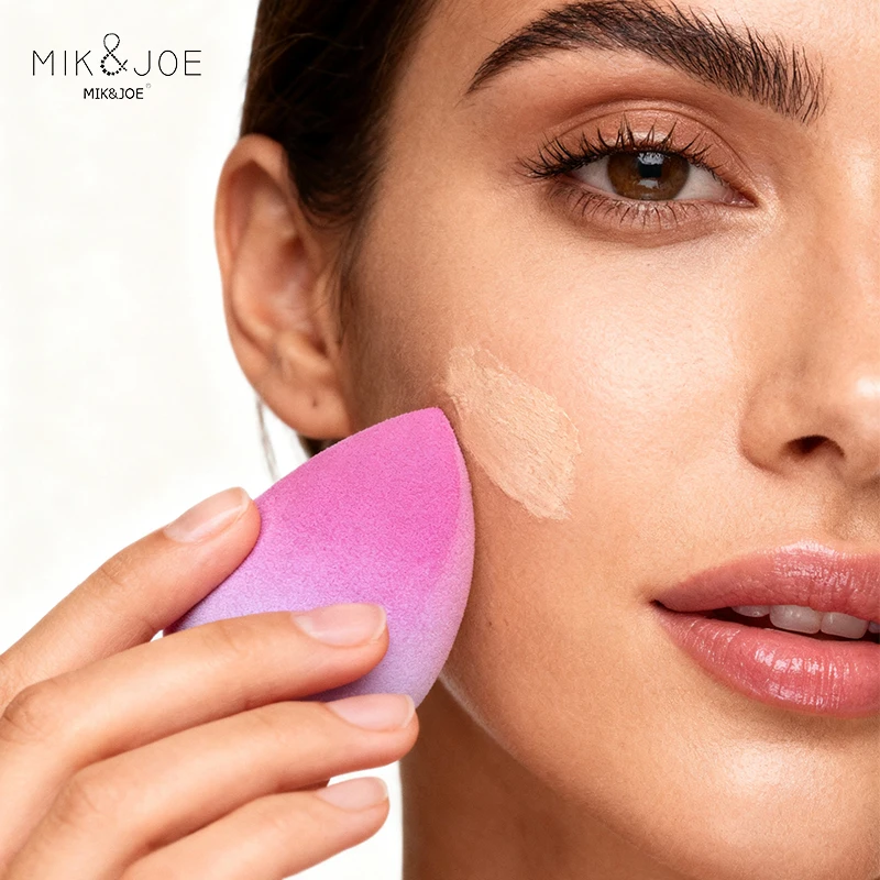 6개입 퍼플 그라데이션 메이크업 블렌더 세트: 작은 물방울, 삼각형, 대형 블렌더 및 원컷 스펀지로 완벽한 마무리