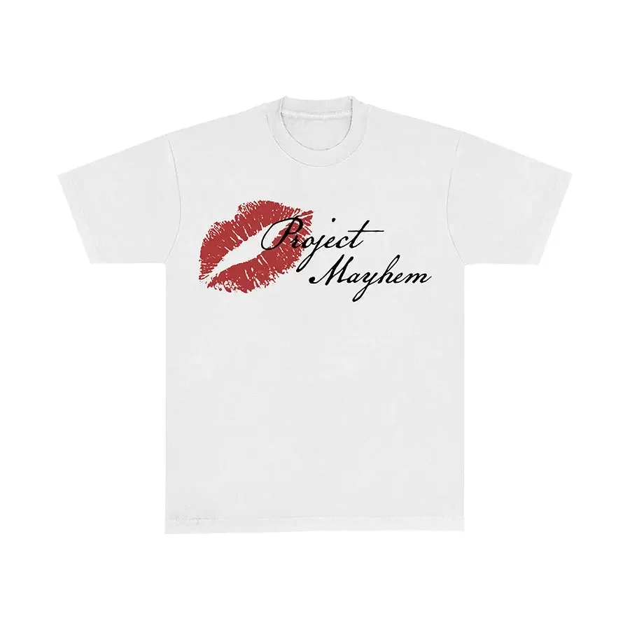 PROJECT MAYHEM Kiss Casual Short-Sleeve Round Neck T-Shirt, Men's Streetwear Top