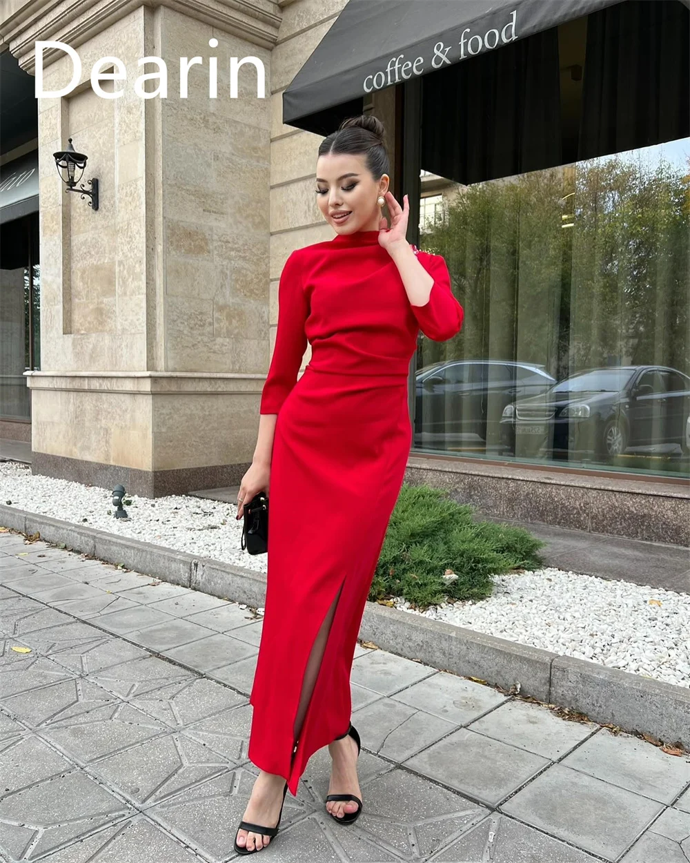 Customized Evening Dress Prom Gown Formal Women Dearin Scoop Neckline Column Floor Length Skirts Vertically Bespoke Occasion Dre