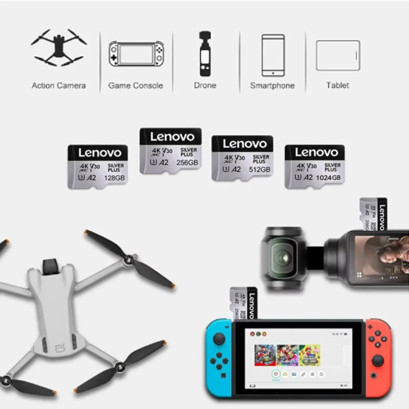 

Lenovo High Speed Micro SD Card 512GB 256GB 128GB 1TB TF Flash Memory Mini SD for Surveillance Camera