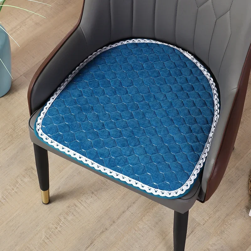 

Simple Modern Home Dining Chair Anti-slip Cushion Horseshoe-shaped Cotton Hotel Seat Pad Solid Color Office Sedentary Chair Mats