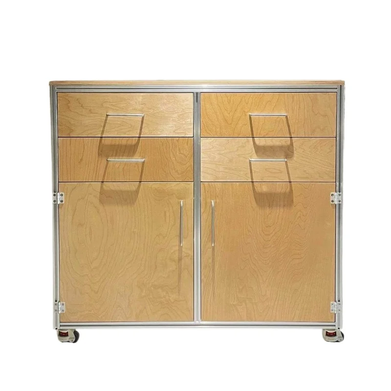Birch Ocean Plate Side Cabinet, Aluminum Profile Shelf, Bookcase Locker