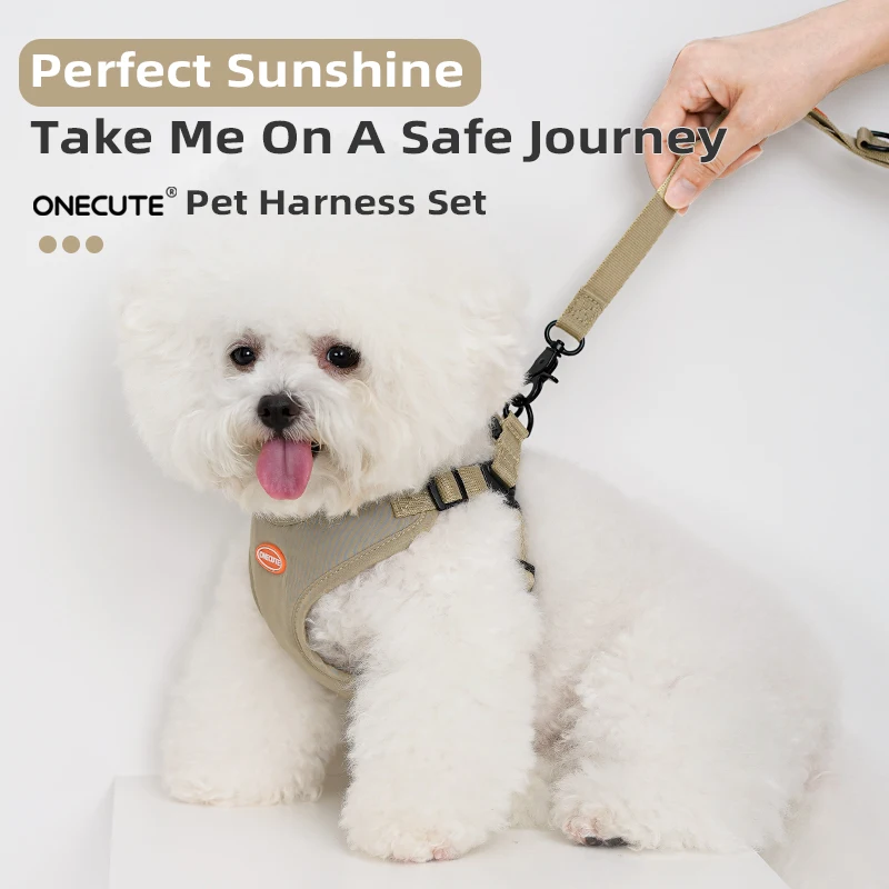 ONECUTE Handsfree Pet Dog Puppy Harness with Adjustable Traction Rope Cat Breathable and Not Tight