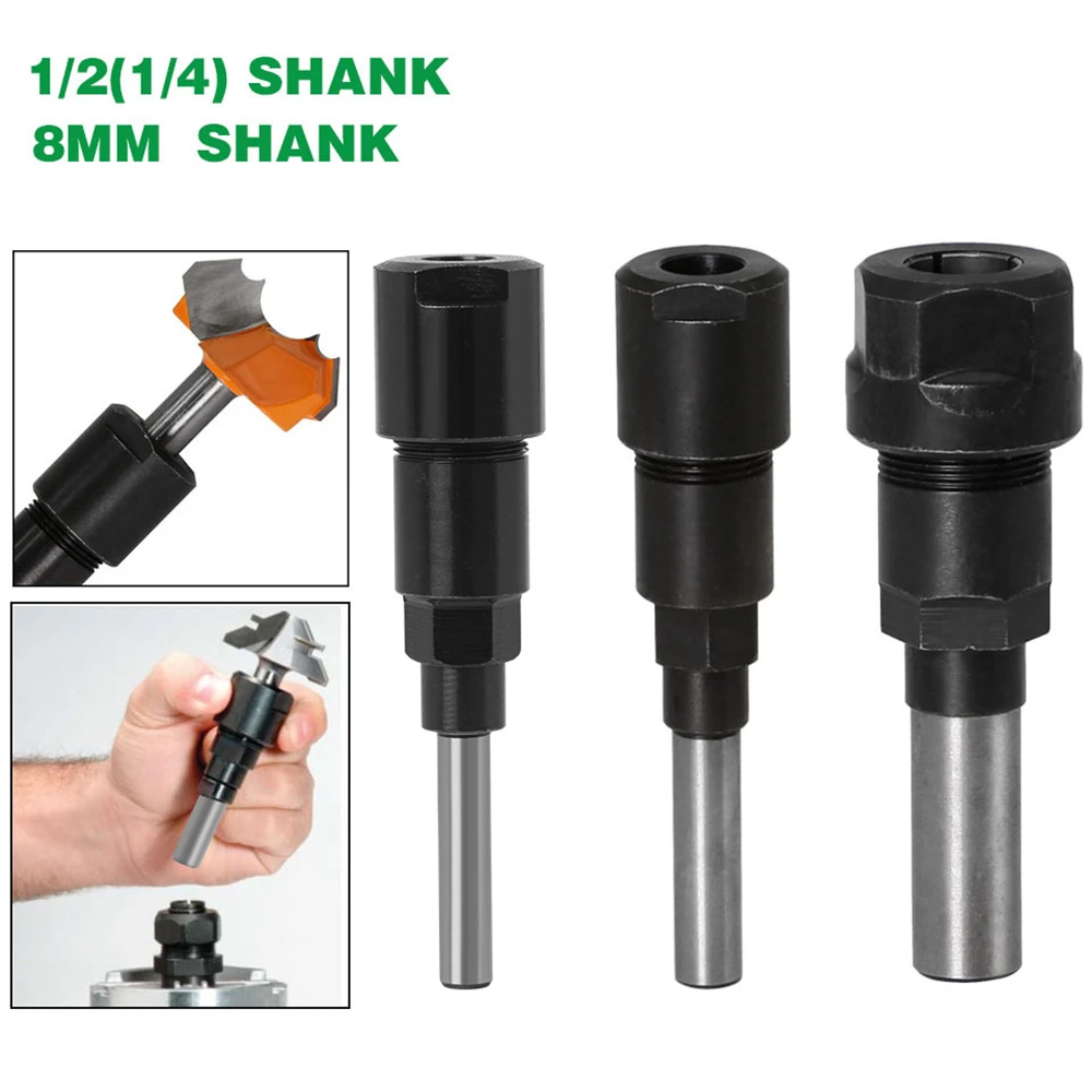 Router Collet Chuck Extension Router Bit Collet Extension Adapter 1/4inch 1/2inch 8mm Shank Router Bit for Engraving Machine