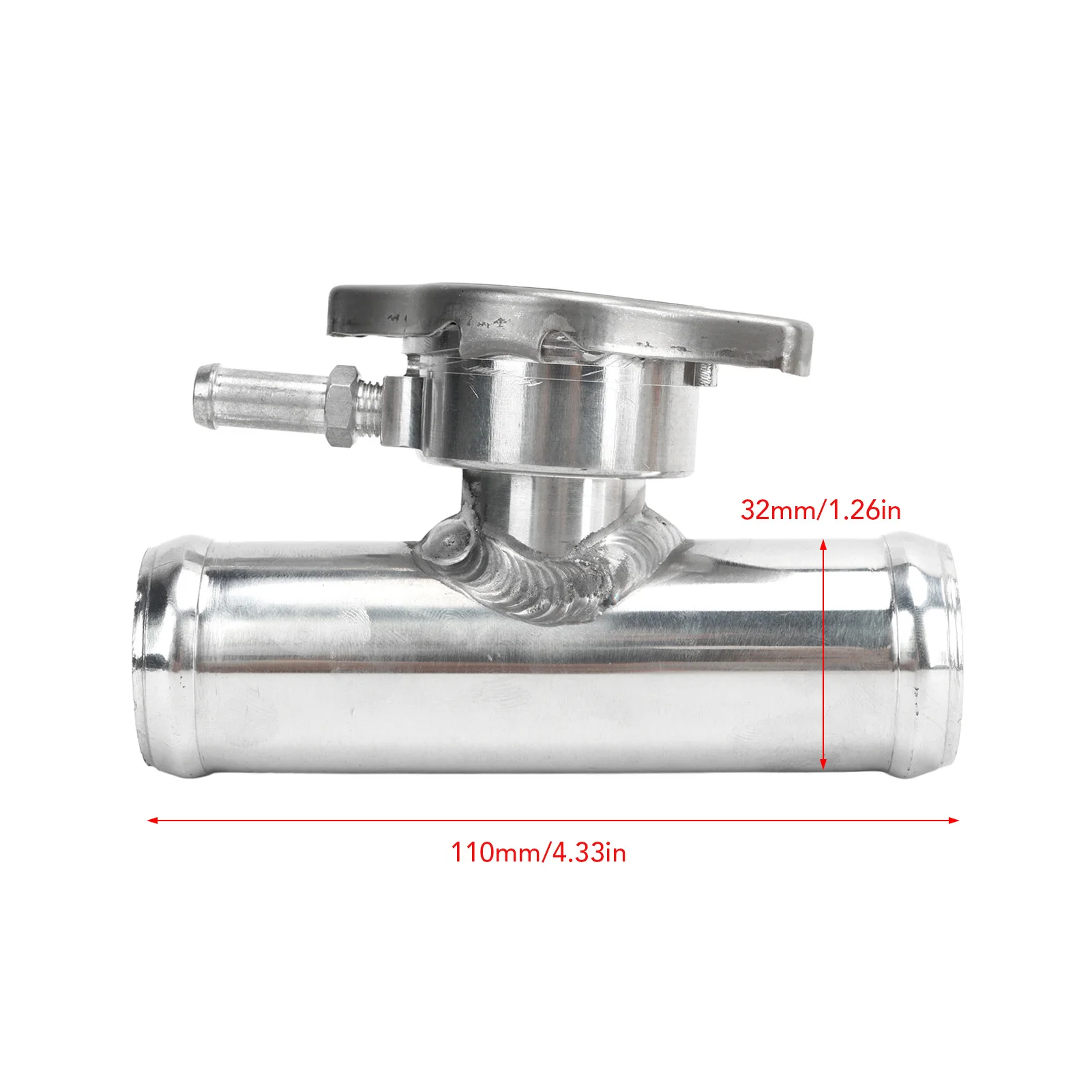 16PSI 캡이 있는 인라인 라디에이터 호스 필러 넥 32mm 1-1/4in OD T6061 자동차용 알루미늄 광택 표면