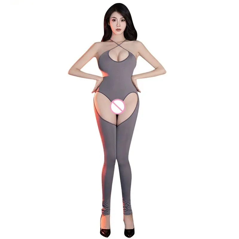 

Hollow Out Sexy Women's Jumpsuits Oil Glossy High Elastic Bodysuit Sleeveless Backless Shapping One-piece Tights Maid Leotard