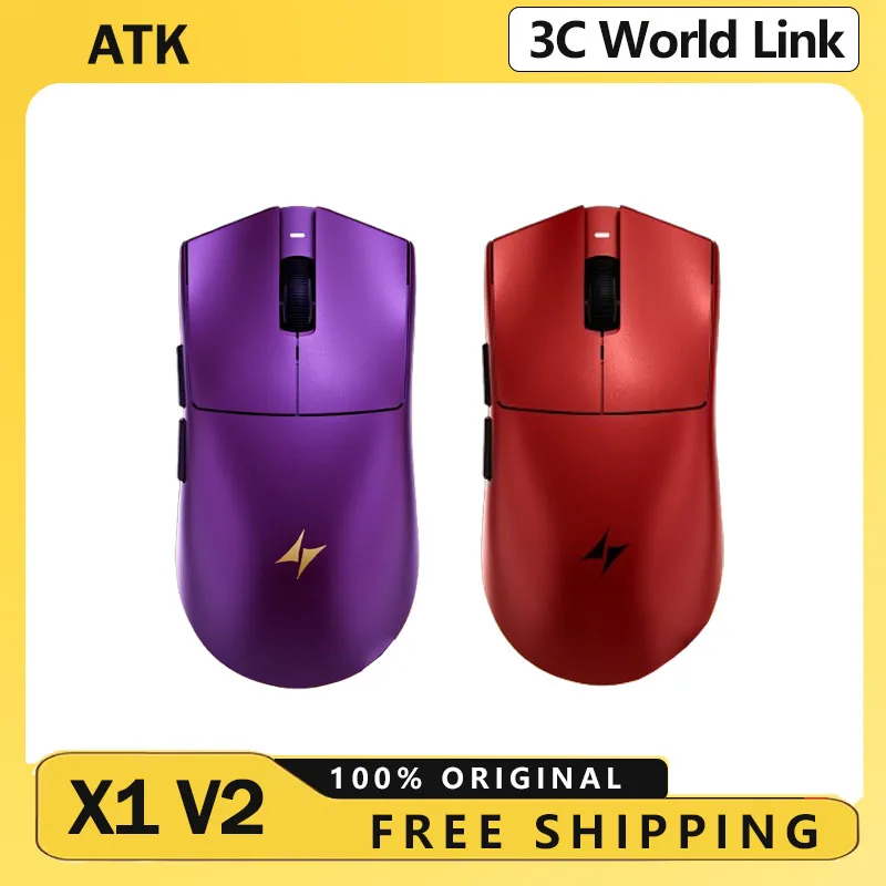 

Беспроводная мышь ATK Blazing Sky X1 V2, двойная игровая мышь 8K PAW3950 Ultra FPS Liekong X1 V2, чрезвычайно легкая компьютерная геймерская мышь, подарки