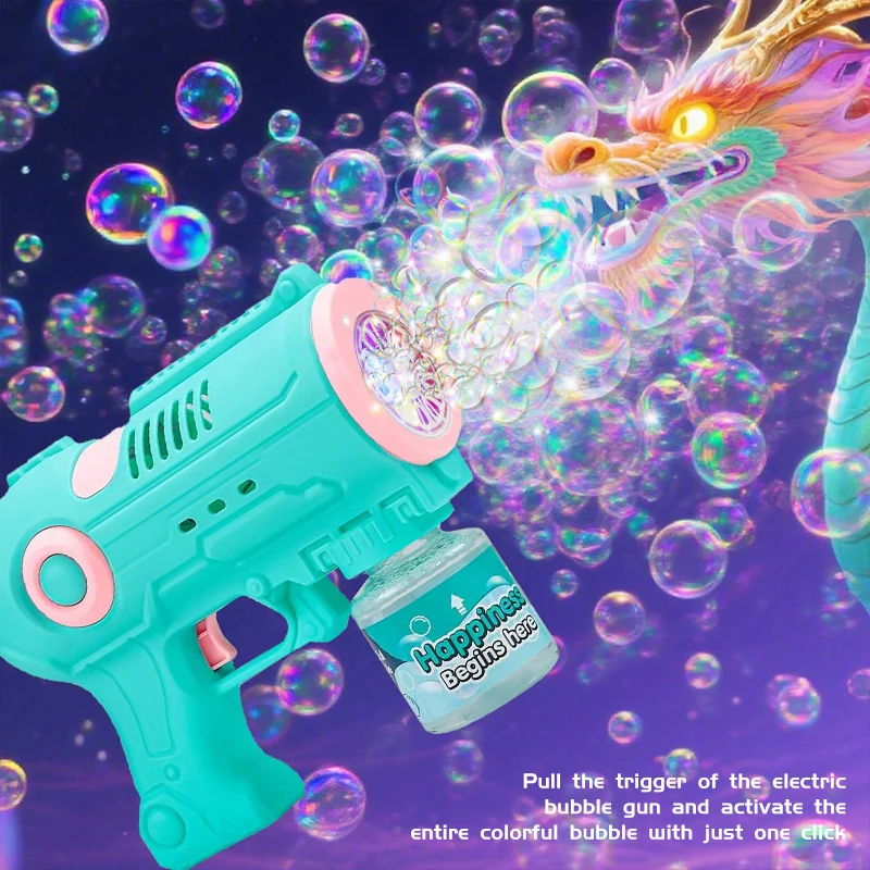 2 Bubble Guns with 2 Refill Solution (10 oz Total), Bubbles Maker, Blower, Machine Gun Blaster for Kids