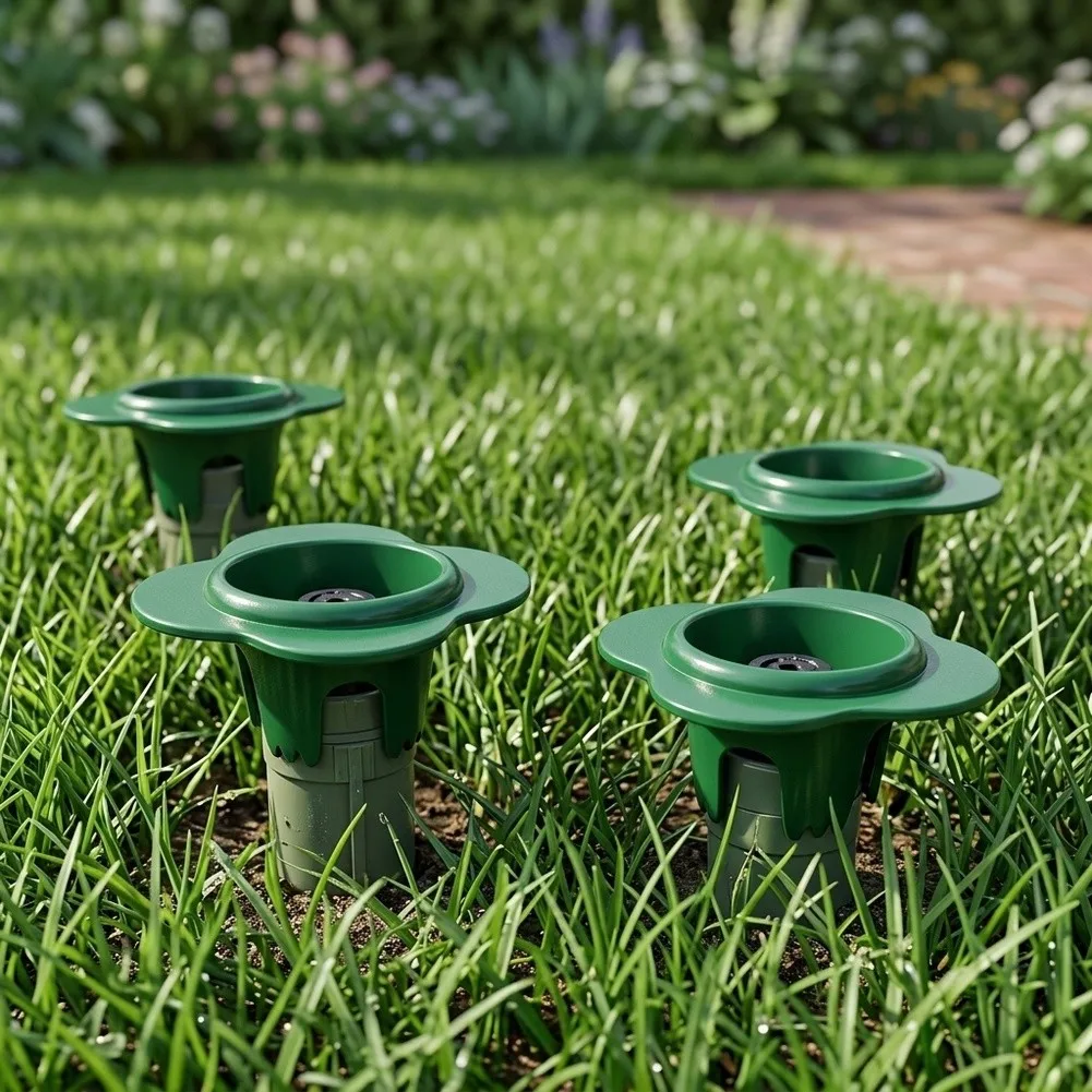 Flower Shaped Lawn Sprinkler Head Protector Green PP Guard For Grass Watering Protection 4/6 Pack, For Irrigation Systems
