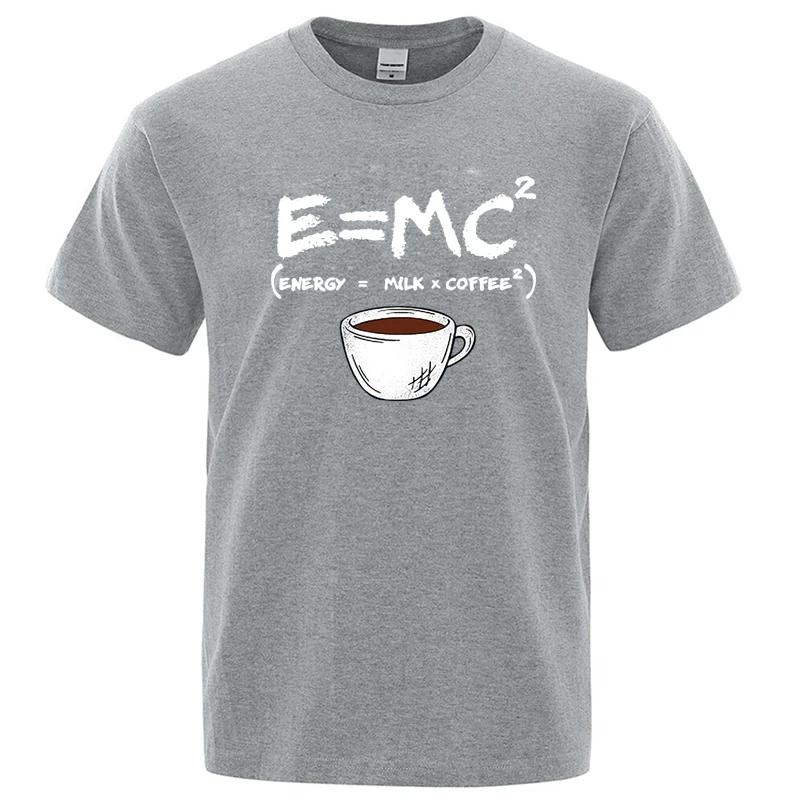 T-shirt da uomo estiva casual divertente energia = latte + caffè stampa uomo fresco allentato O-collo top per manica corta maschile Teese