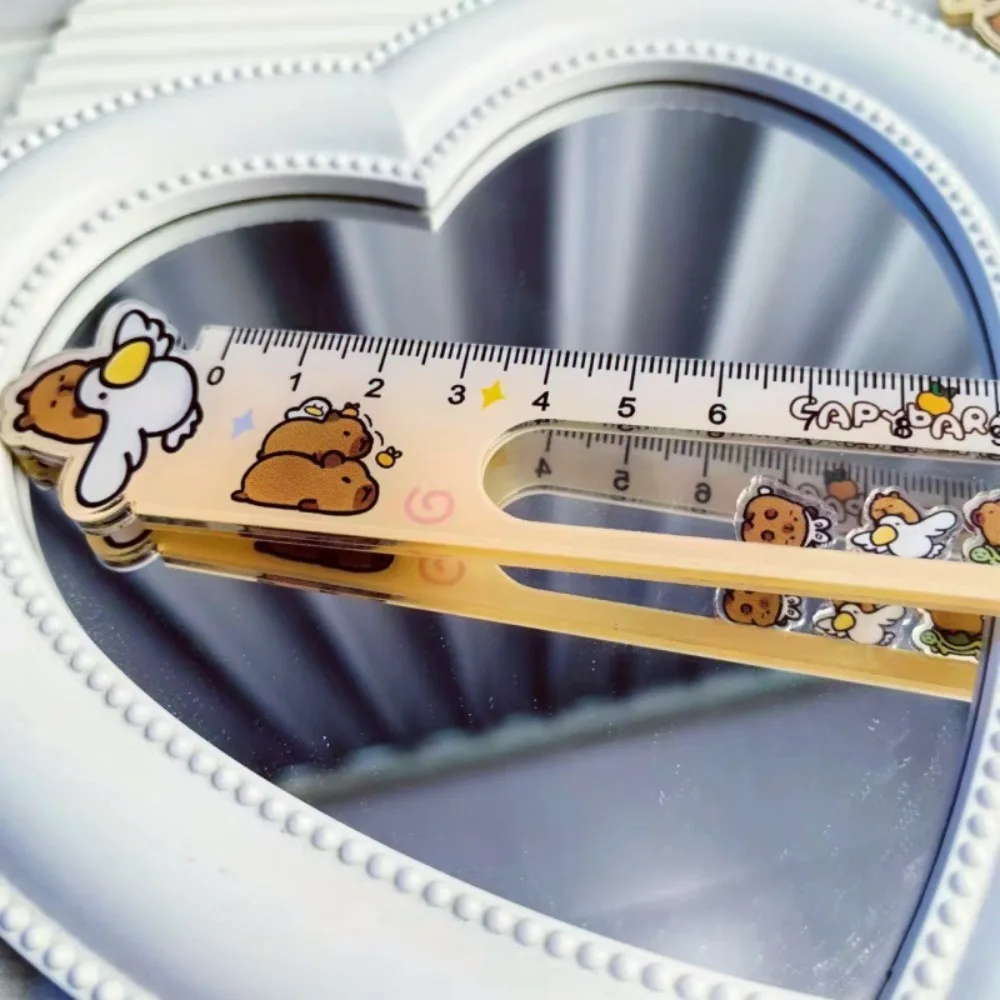Capybara Boring Shaking Toy Ruler Swinging Toy Cartoon Student Straight Ruler Funny Kawaii Math Drawing Ruler Fidgets Toy