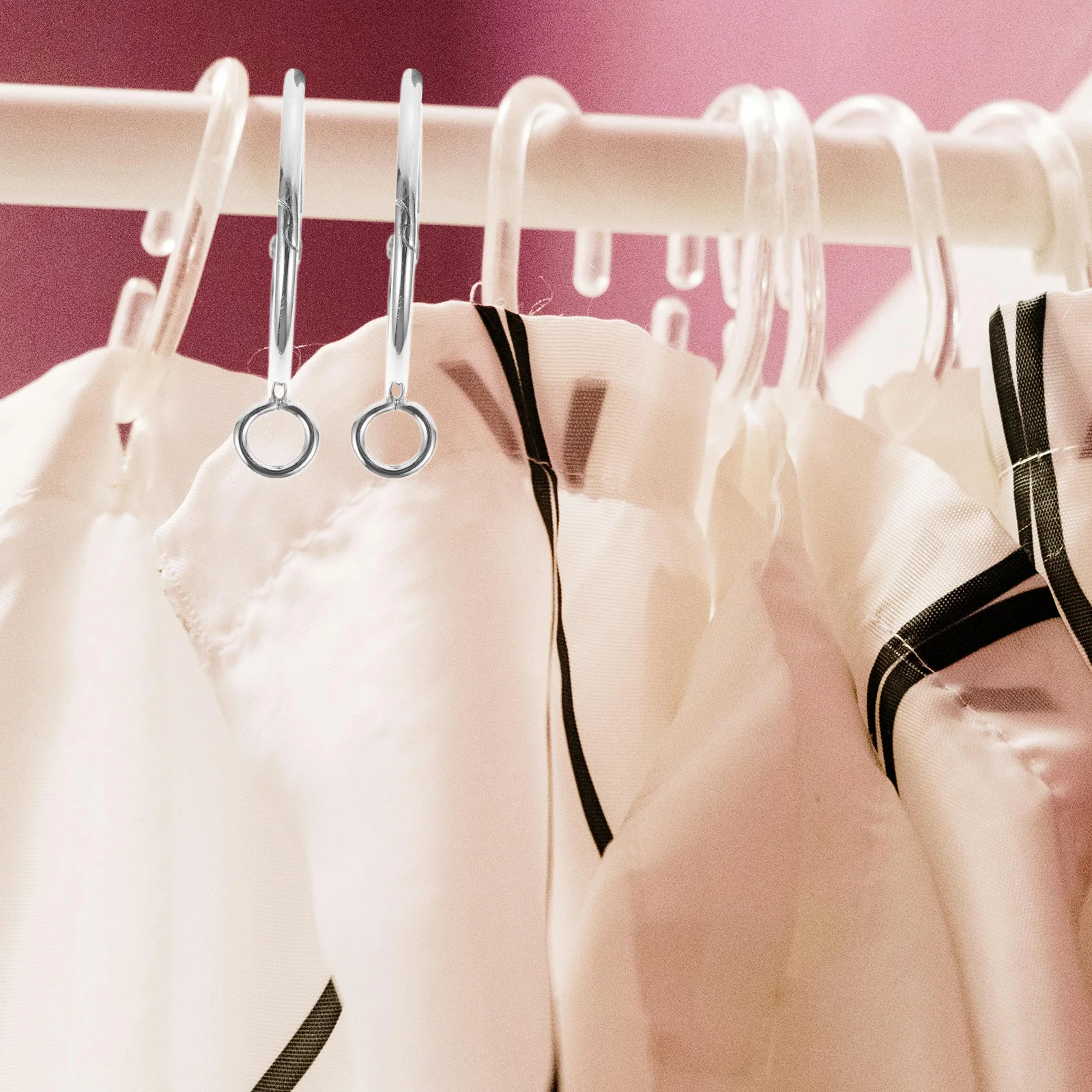 20Pcs Curtain Rings for Drapes Heavy Duty Stainless Steel Shower Curtain Eyelet Rings Silent Operation Easy Install Home Use