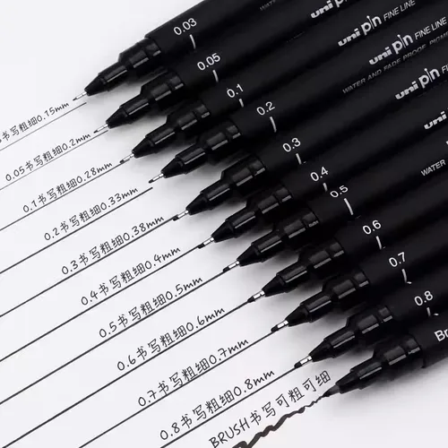 Imagen 2 del producto Bolígrafos de dibujo Uni Fineliner Pin200, bolígrafo multiliner de precisión de punta surtida, marcador de bocetos para estudiantes de arte, juego de jeringa de cómic