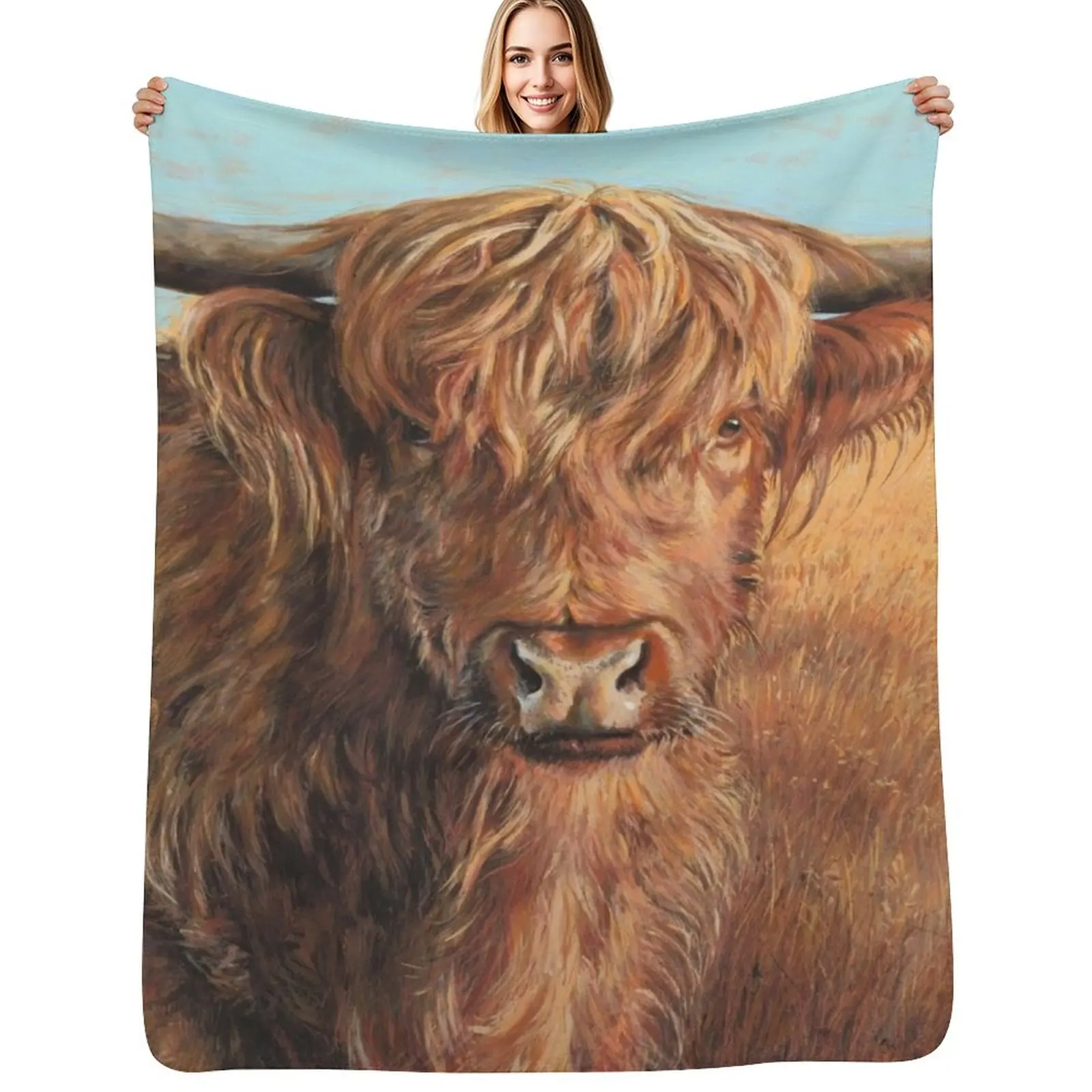 

Highland Cow Throw Blanket for winter Moving Nap Polar Blankets