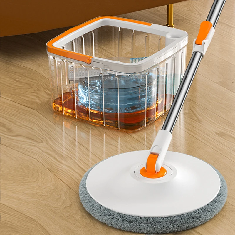 

Wet and Dry Bucket Mop Set - 360° Rotating Mop-Head with Extendable Handle Self-Separation for Dirty & Clean Water Bucket Mop