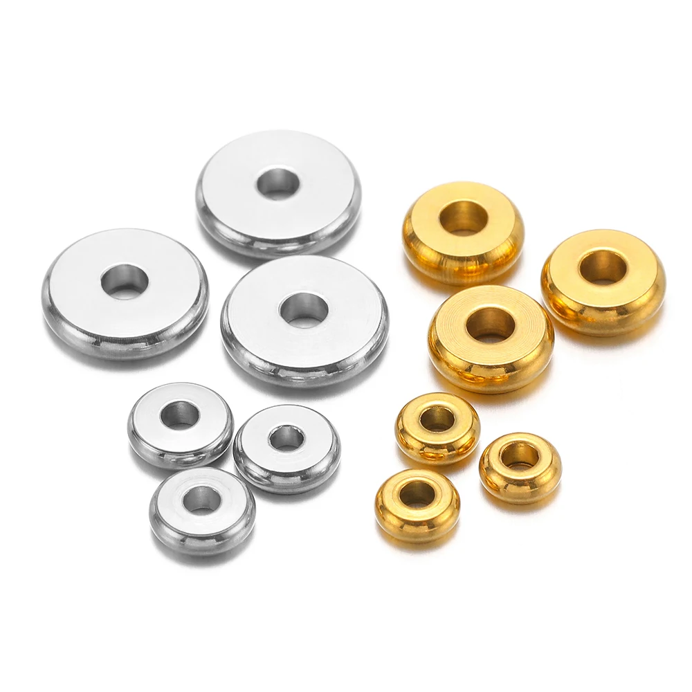 20-50 Stück Edelstahl Runde 4mm 5mm 6mm 8mm Flache Abstandsperlen Lose Perlen für DIY Schmuckherstellung Armbänder Halsketten Zubehör – Detail 4